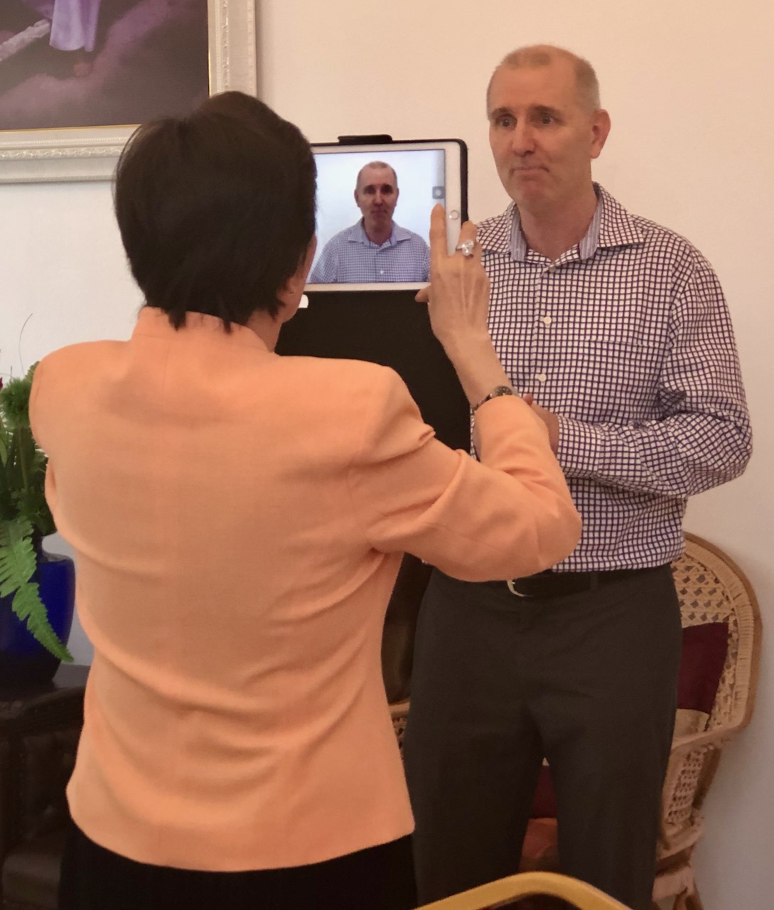  Dr. Kae videoing Joel doing a short promotional in Thai for the first Koala Love Outreach 